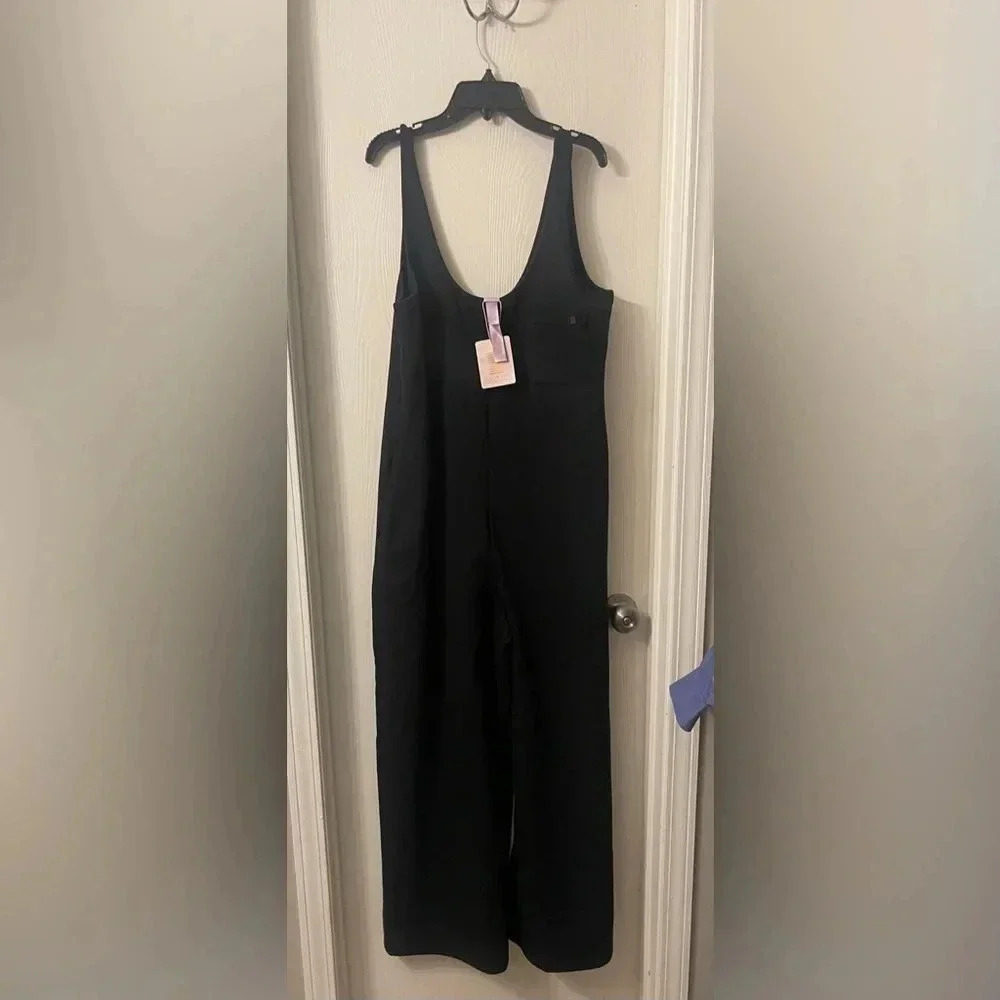 New Savage X Fenty Xssential relaxed jumpsuit wide leg black size 12 14 - Picture 7 of 7